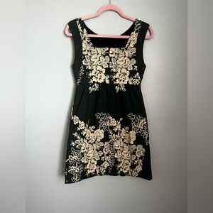 J. Crew Dark Army Green and Cream Floral Embroidered Dress